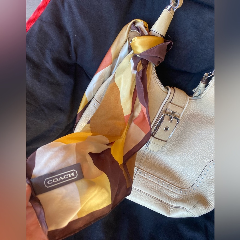 Vintage Coach Hampton Legacy Handbag Cream with Scarf